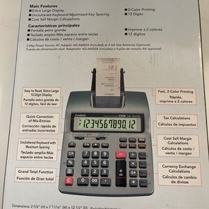 New Casio HR-150TMPlus Business Desktop 2 Color Printing Calculator Digital